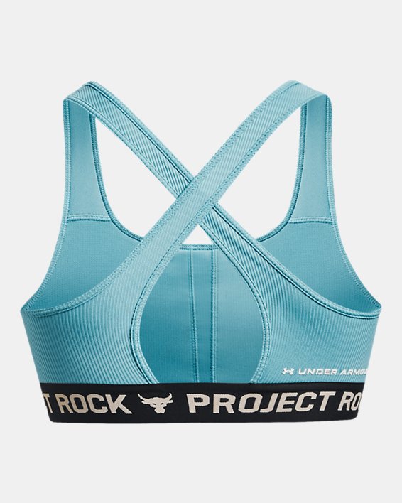 Women's Project Rock Crossback Training Ground Sports Bra, Blue, pdpMainDesktop image number 11